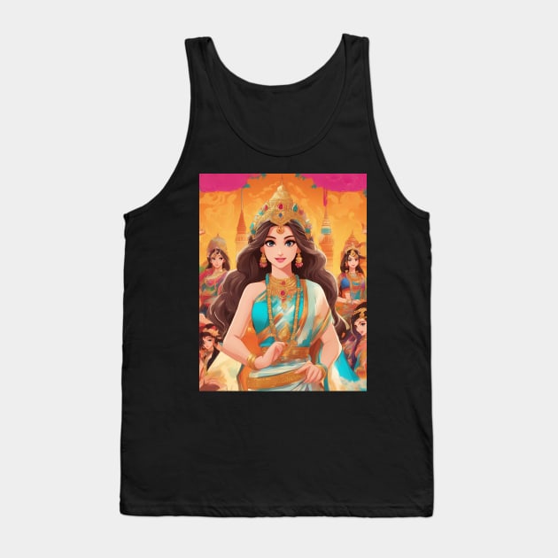 Top Queen anime  with crown on her head Tank Top by animegirlnft